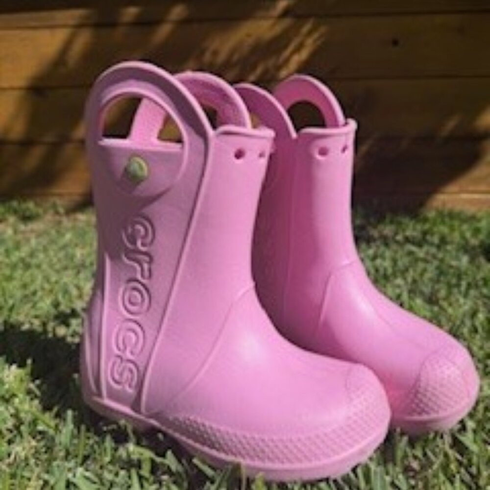 Crocs Kids Light Pink Rain Boots with Handles-Girls Size 12 - Picture 10 of 10